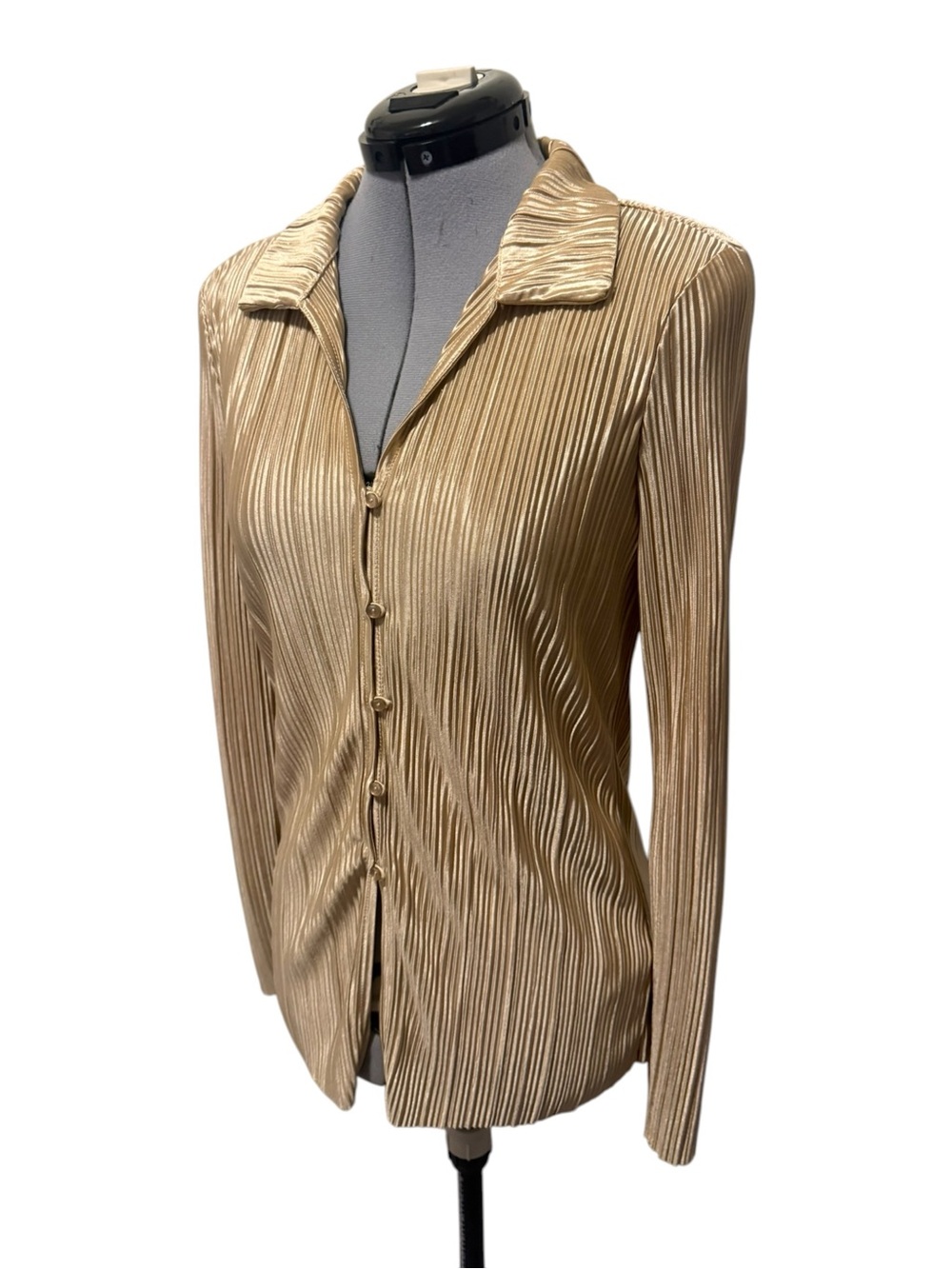 Rachel Zoe Gold Pleated Button-Down Shirt
